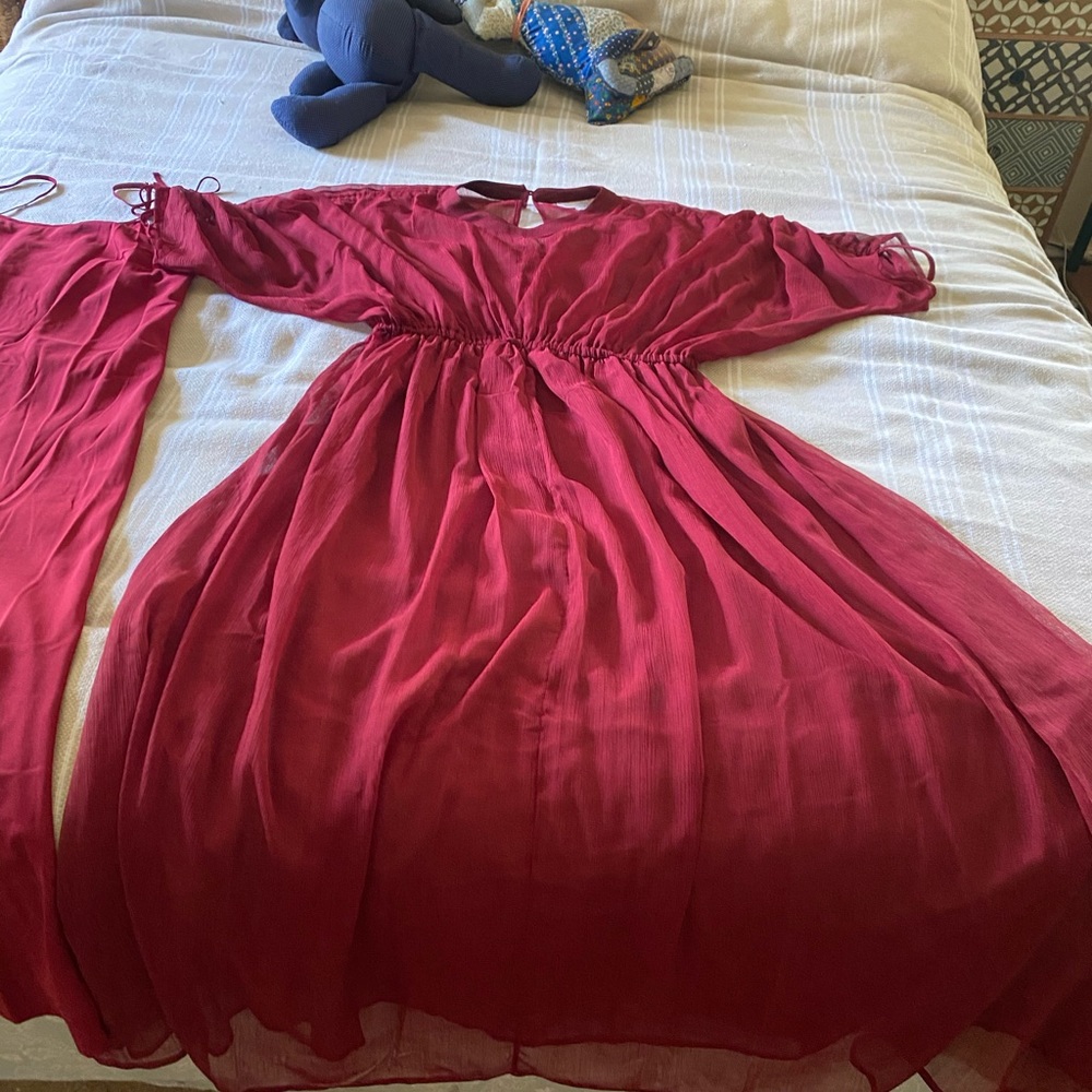 Absolutely stunning deep red two piece dress.